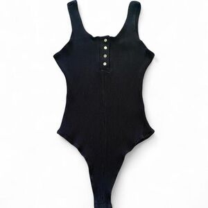 Shinestar Black Ribbed Bodysuit